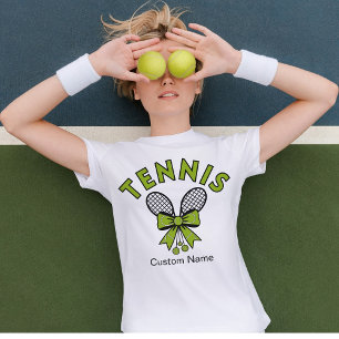 Personalisiertes Coquette-Mädchen-Tennis mit Bogen T-Shirt