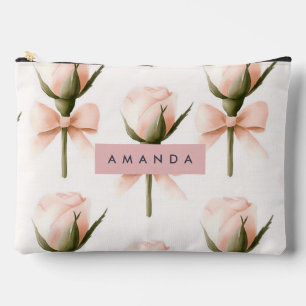 Personalisiertes Coquette-Muster Blush-Rose & Schl Zubehörtasche