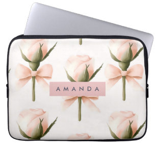 Personalisiertes Coquette-Muster Rosa Blush und Sc Laptopschutzhülle