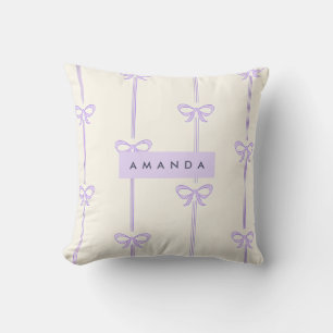 Personalisiertes Coquette Pastell-Lavendel-Schleif Kissen