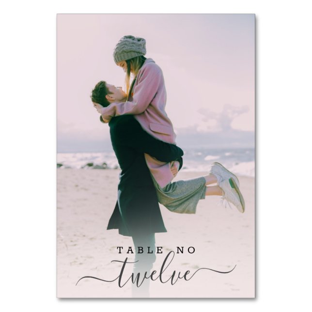 Personalisiertes Couple-Foto-Handschrift Tischnummer (Vorderseite)