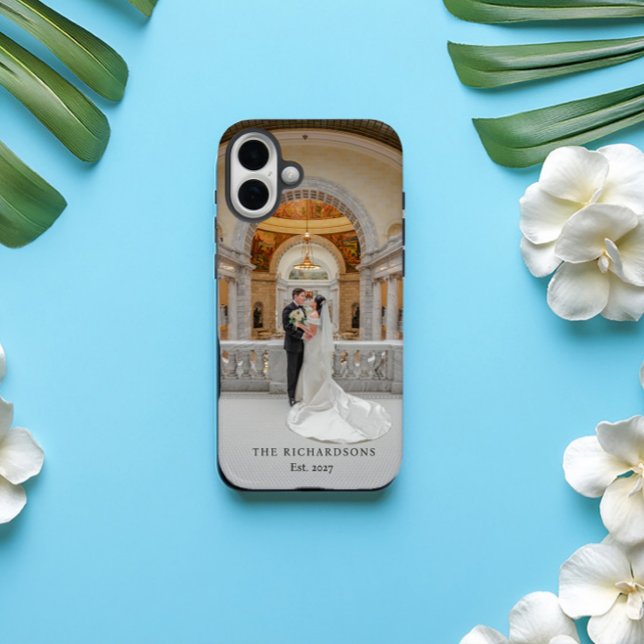 Personalisiertes Couple-Foto mit Name & Year Weddi iPhone 16 Plus Hülle (Von Creator hochgeladen)