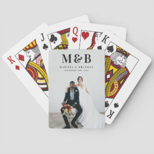 Personalisiertes Couple Wedding Monogram Foto Spielkarten