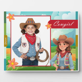 Personalisiertes Cowgirl-Tischfoto Fotoplatte