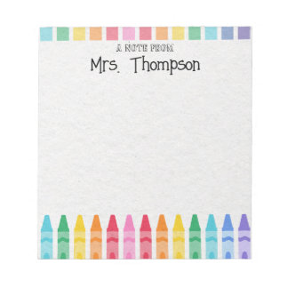 Personalisiertes Crayon Lehrer's Rainbow Niedlich Notizblock