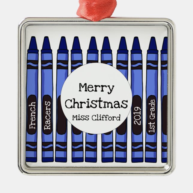 Personalisiertes Crayon School Year Ornament Aus Metall (Vorne)