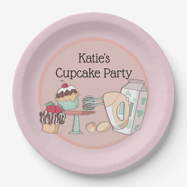 Personalisiertes Cupcake Backen Party Pappteller (Vorderseite)