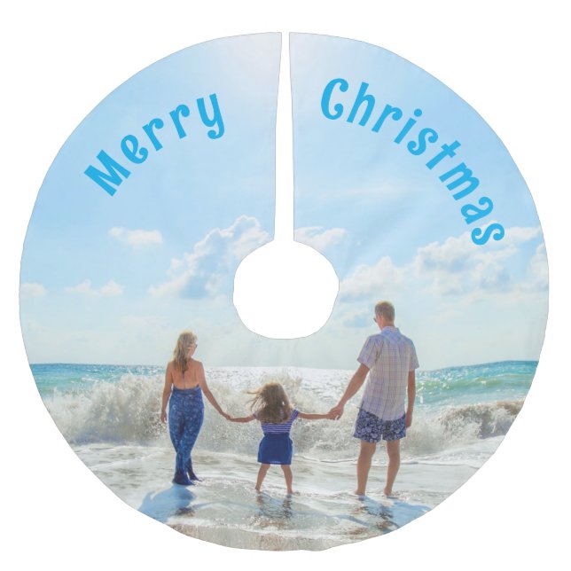 Personalisiertes Custom Foto Weihnachtsbaumrock Polyester Weihnachtsbaumdecke (Vorderseite)