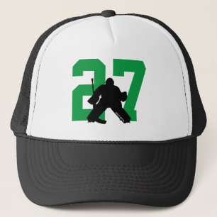 Personalisiertes Custom Hockey Goalie Number Green Truckerkappe