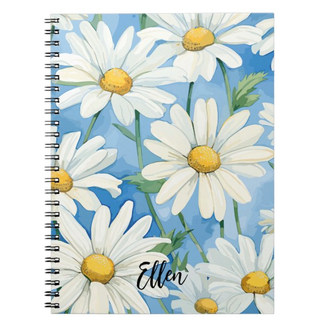 Personalisiertes Daisy Blume Muster Notizblock (Vorderseite)