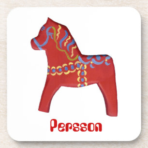 Personalisiertes Dala Horse Untersetzer Set