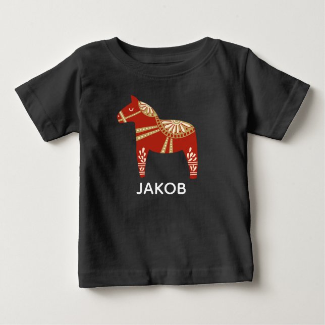 Personalisiertes Dalahorn Baby T-shirt (Vorderseite)