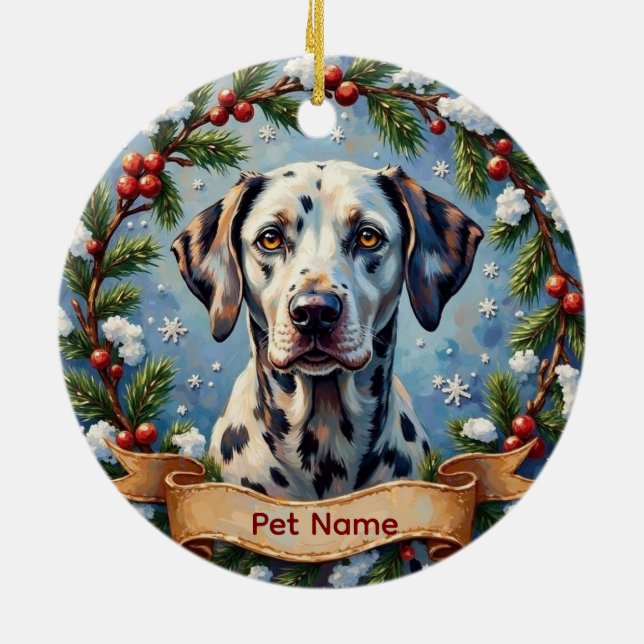 Personalisiertes Dalmatiner Weihnachten Keramik Ornament (Hinten)