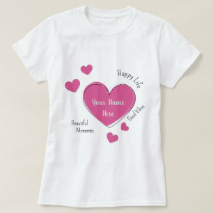 Personalisiertes Damen-T-Shirt mit rosa Herz T-Shirt