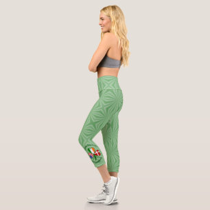 Personalisiertes Dänemark Irland USA Shamrock Capri Leggings