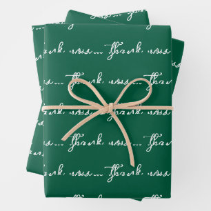 PERSONALISIERTES DANKE SCHICKES MODERNES DUNKELGRÜ GESCHENKPAPIER SET
