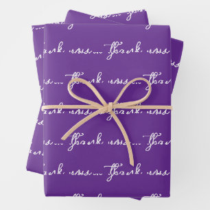 PERSONALISIERTES DANKE SCHICKES MODERNES PURPUR GESCHENKPAPIER SET