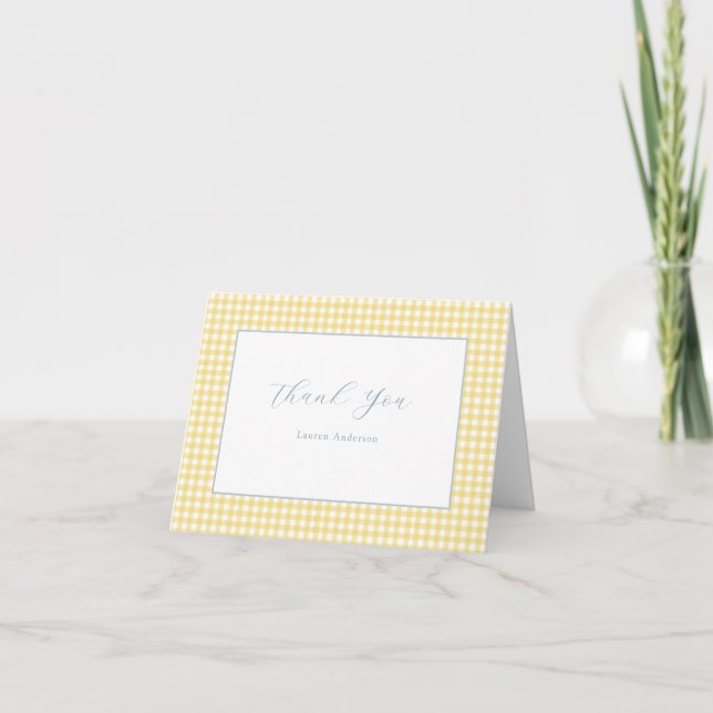 Personalisiertes Dankeschön an Yellow Gingham (Vorderseite)