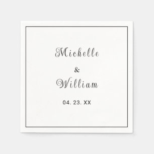 Personalisiertes Datum B&W Lined Serviette