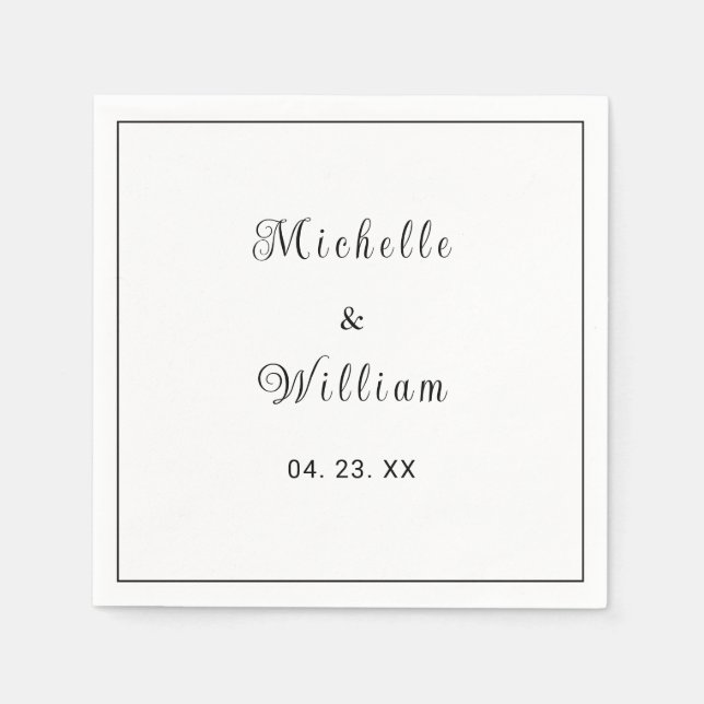 Personalisiertes Datum B&W Lined Serviette (Vorderseite)