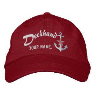 Personalisiertes Deckhand-Schiffchenanker-Name Wei Bestickte Baseballkappe