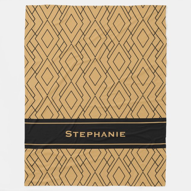 Personalisiertes Déco-Muster aus Gold und Schwarz Fleecedecke (Vorderseite)