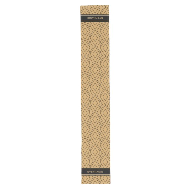 Personalisiertes Déco-Muster aus Gold und Schwarz Großer Tischläufer (Vorderseite)