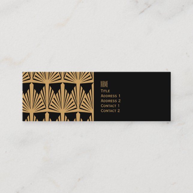 Personalisiertes Déco-Muster aus Gold und Schwarz Mini Visitenkarte (Vorderseite)