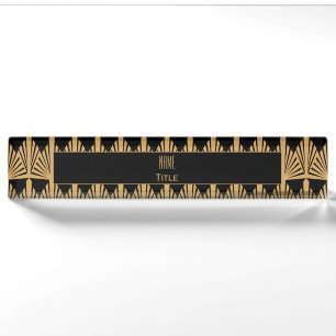 Personalisiertes Déco-Muster aus Gold und Schwarz Namensplakette