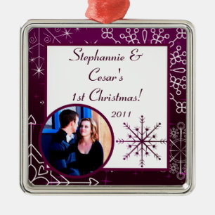 Personalisiertes Dekor Lila Stern/Schneeflocke Silbernes Ornament
