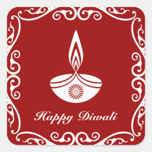 Personalisiertes Dekorationsdesign für Diwali Quadratischer Aufkleber
