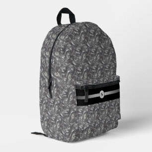 Personalisiertes Dekoratives Silber-Grau & Schwarz Bedruckter Rucksack