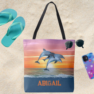 Personalisiertes Delfin-Ozean-Strandgeschenk für S Tasche