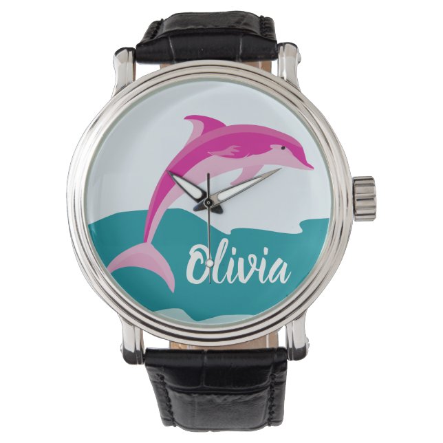 Personalisiertes Delphin-Thema Armbanduhr (Vorderseite)