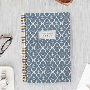 Personalisiertes Denim Blaues Nautisches Anker-Oge Notizbuch