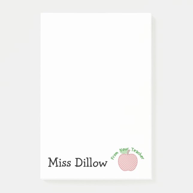 Personalisiertes der Apple-Post-It des Lehrers 4x6 Post-it Klebezettel (Vorderseite)