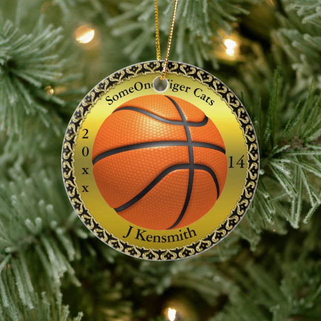 Personalisiertes Design der Basketball Champions L Keramik Ornament (Baum)