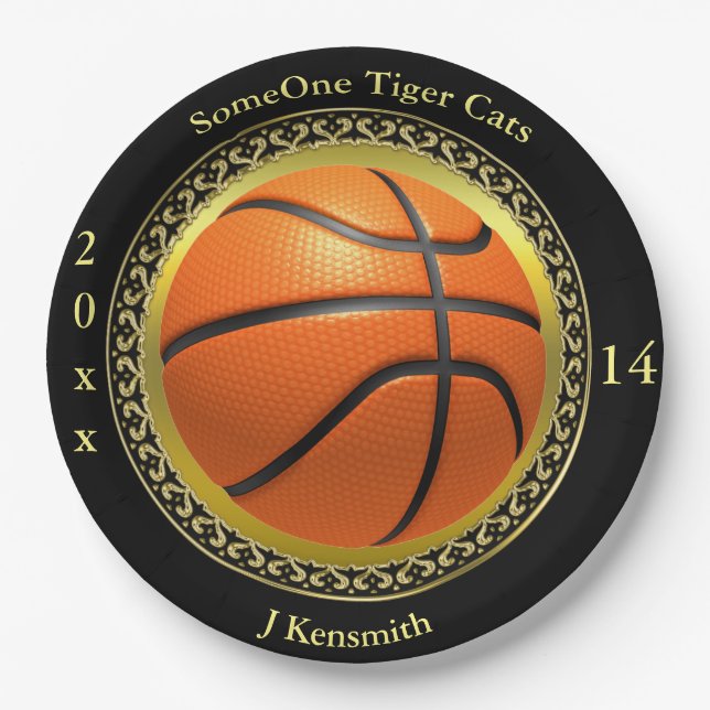 Personalisiertes Design der Basketball Champions L Pappteller (Vorderseite)