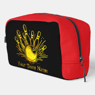 Personalisiertes Design des Golden Bowling Team Waschbeutel