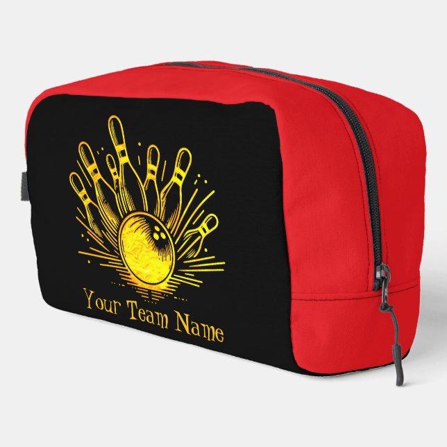 Personalisiertes Design des Golden Bowling Team Waschbeutel (Rechte Ecke)