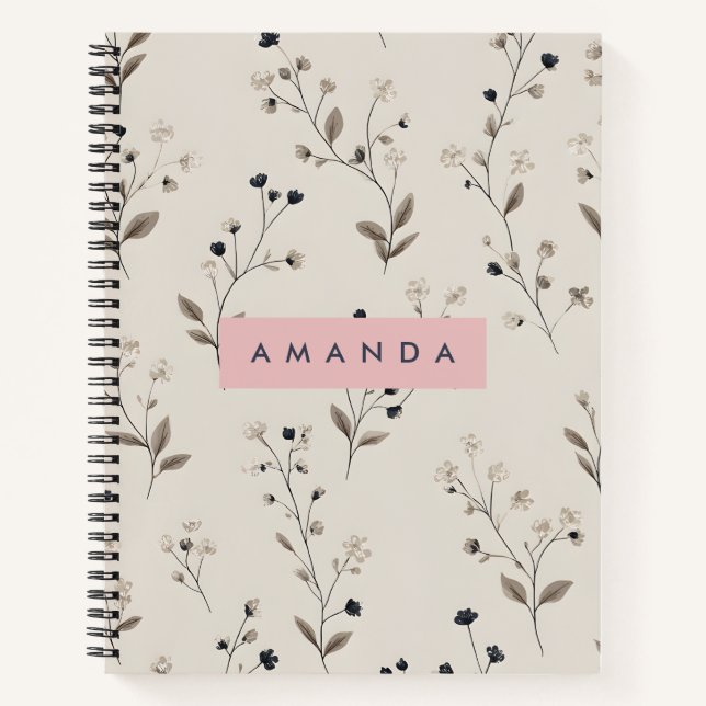 Personalisiertes Design neutraler Blume Notizbuch (Vorderseite)