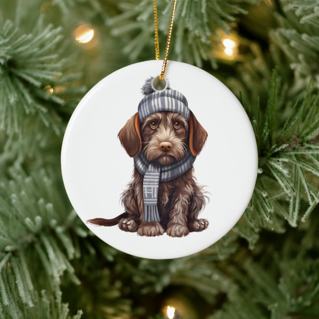 Personalisiertes deutsches Drahthaar Pointer Dog Keramik Ornament (Baum)