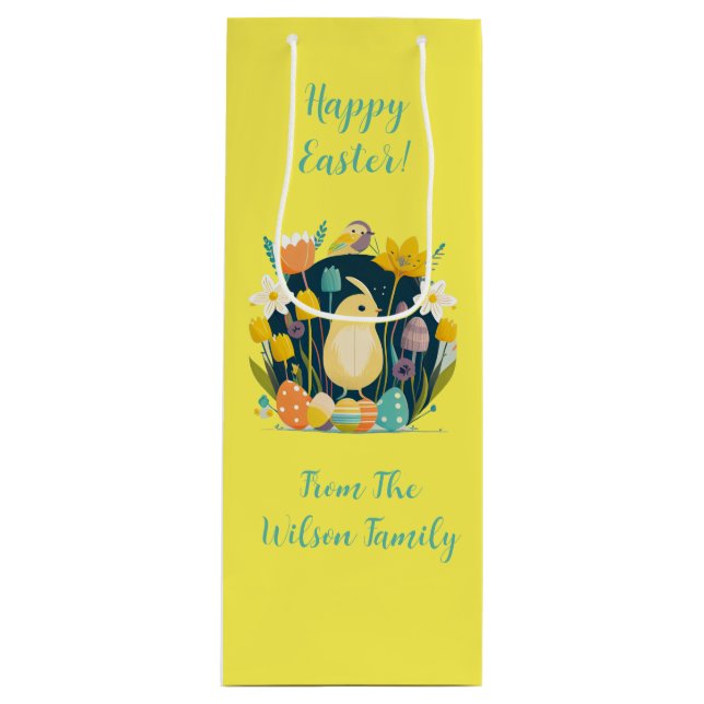 🌸 Personalisiertes deutsches Ostermuster 🐣 Geschenktüte Für Weinflaschen (Vorderseite)