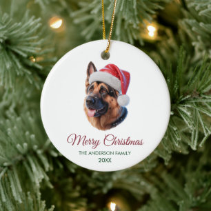 Personalisiertes Deutsches Schäferhund-Weihnachten Keramik Ornament