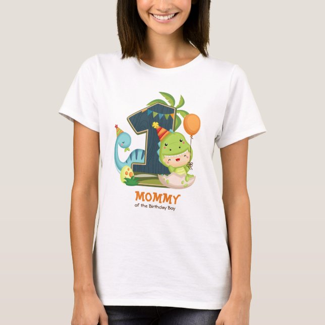 Personalisiertes Dino Birthday Tshirt für Mama (Vorderseite)