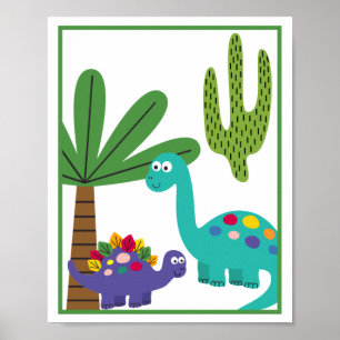 Personalisiertes Dinosaurier Kids Art Print Set Poster