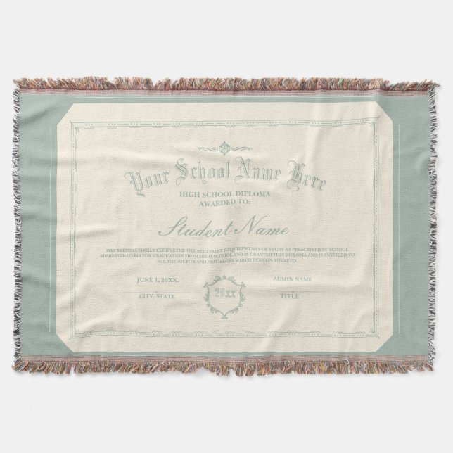 Personalisiertes Diplom Traditionelles weiches Grü Decke (Vorderseite)