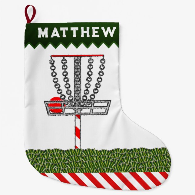 Personalisiertes Disk Golf Holiday Geschenk Großer Weihnachtsstrumpf (Vorderseite)