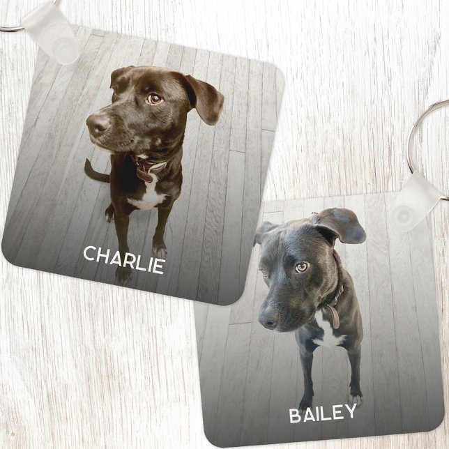 Personalisiertes doppelseitiges Haustier-Hunde-Fot Schlüsselanhänger (Double sided two photo personalized custom name dog or pet lover keyring keychain)