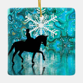 Personalisiertes Dressage Pferd Schneeflocke Weihn Keramikornament